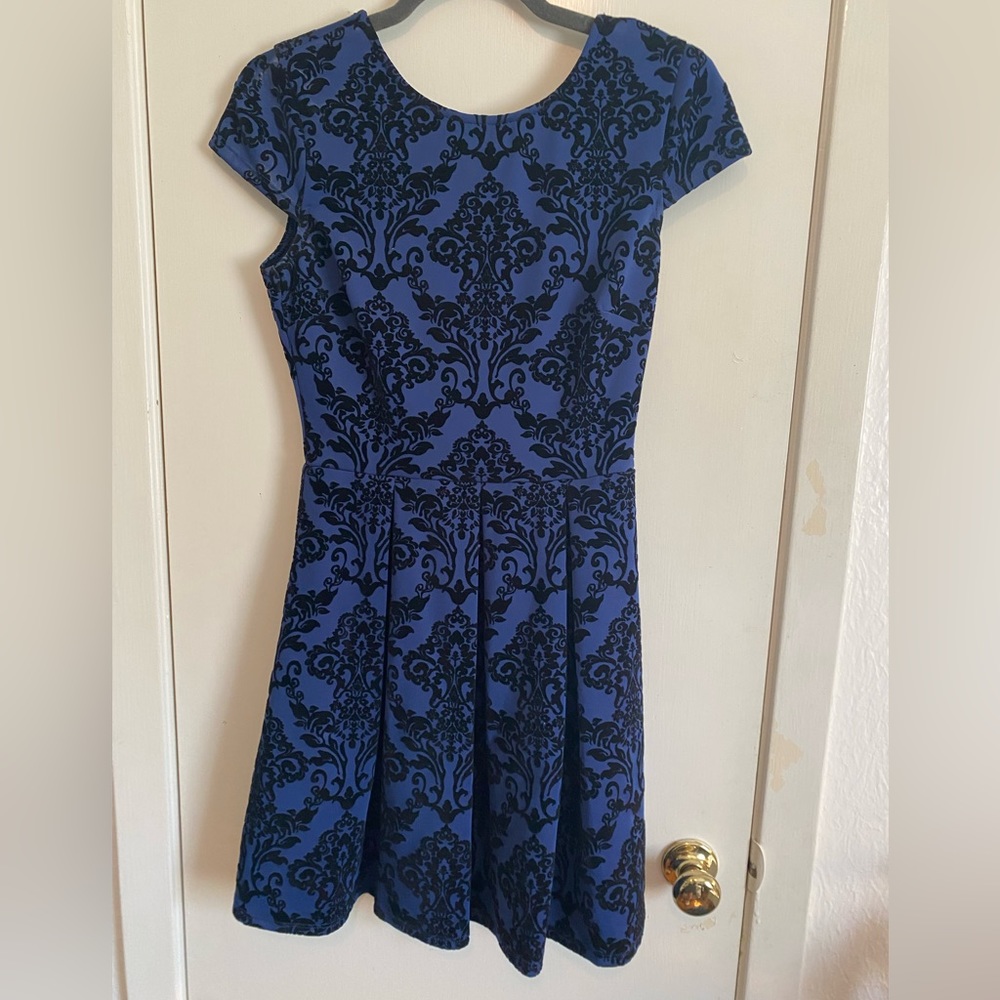 B. Darlin Navy Dress with Black Velvet